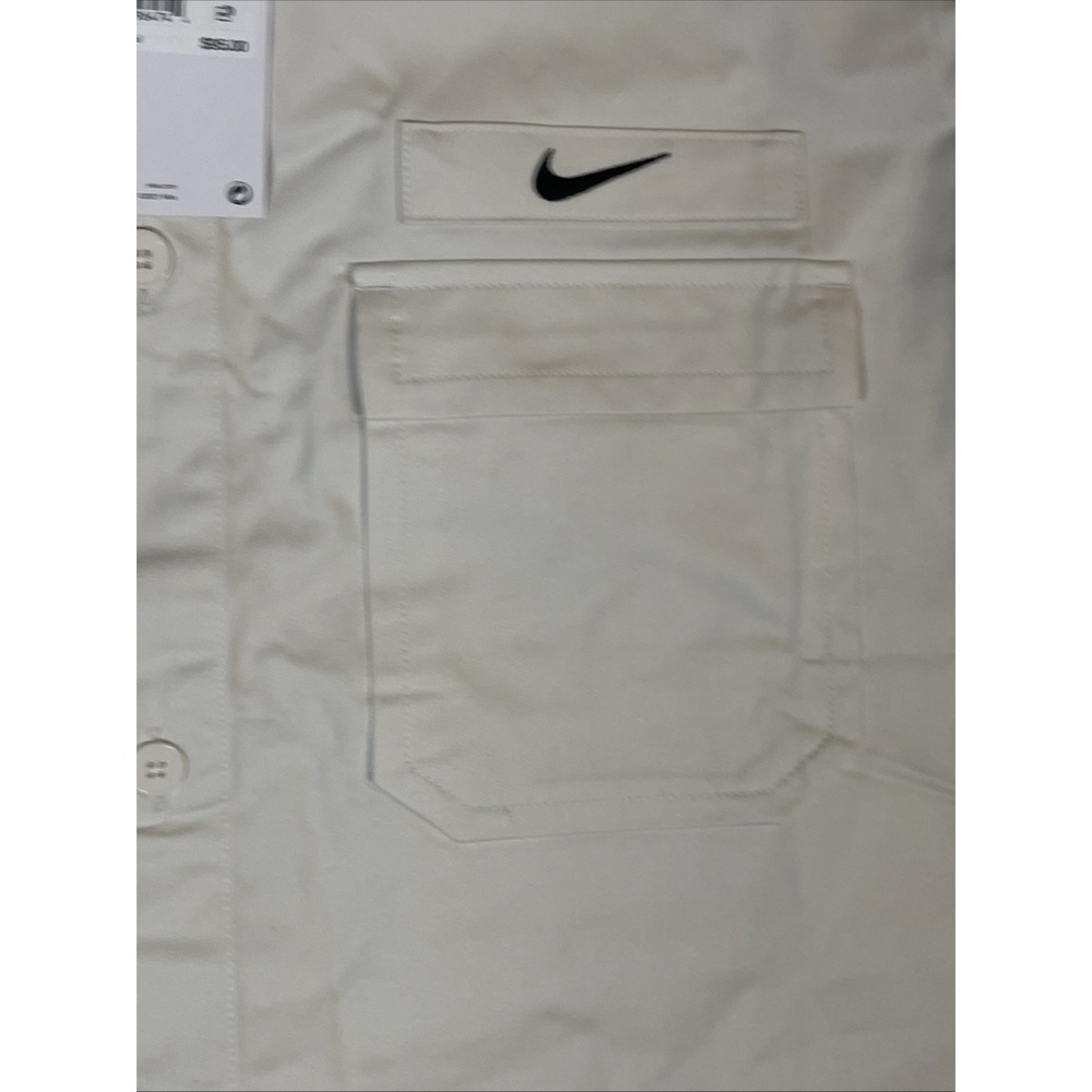 Nike Woven Military Short Sleeve Button Down Shirt Men Sz S White DX3340-030 NWT - Picture 2 of 5